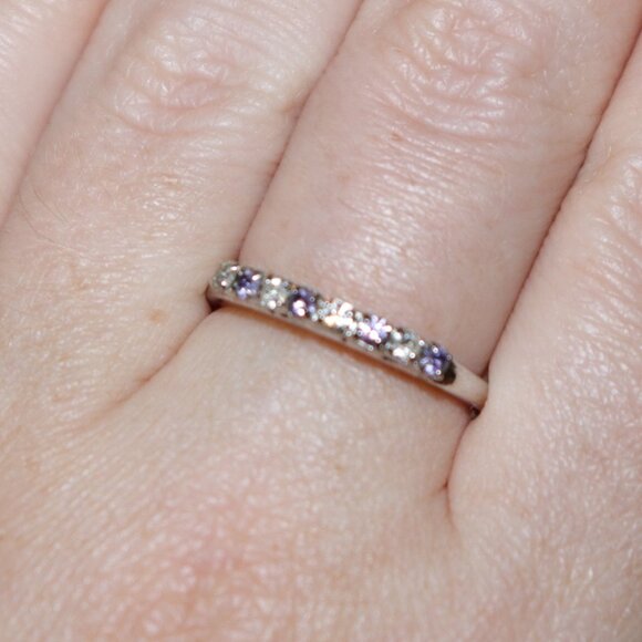 💜 Silver Ring · White & Purple CZ · Size 8.5 💜 - Picture 3 of 5